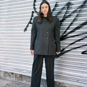 Vintage Harve Bernard Grey Pinstripe Suit. Size 14 / L